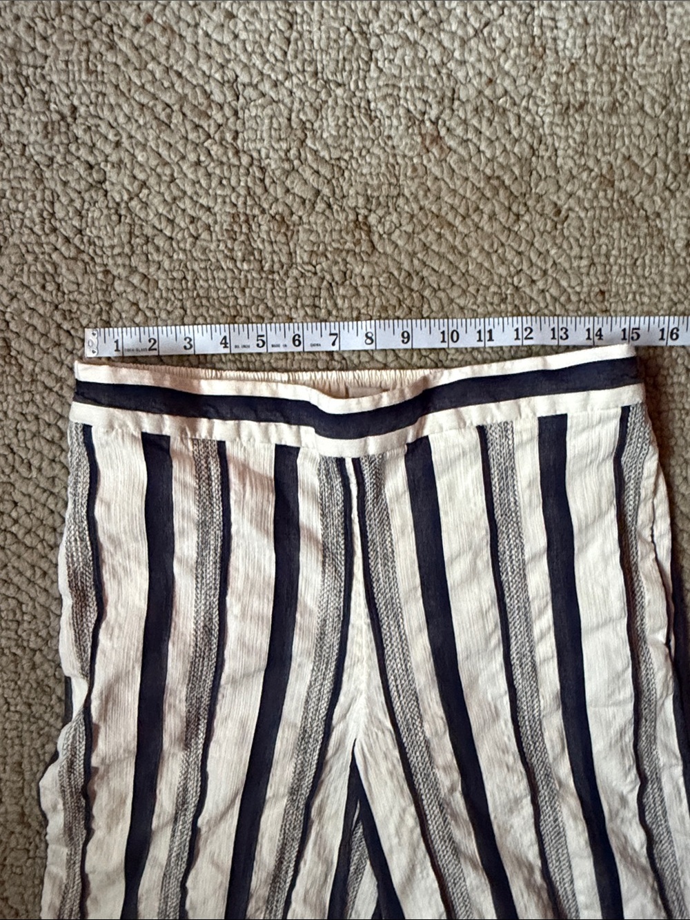 LOFT Navy and White Striped Wide Leg Crop Pants - Picture 4 of 10